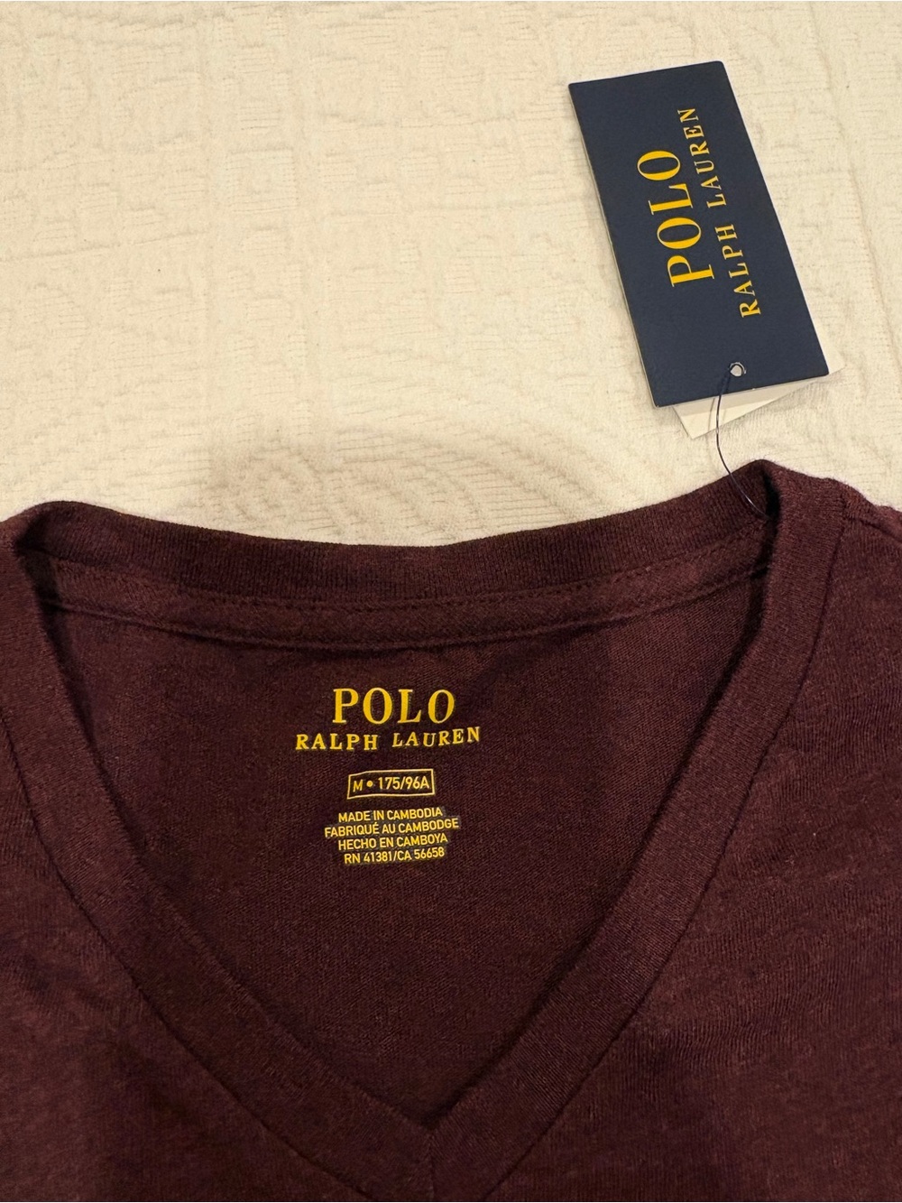 Ralph Lauren V-Neck Tee in Burgundy